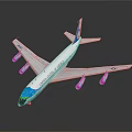 White and Blue Airliner with United States of America Livery and Four Engines