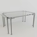 Modern Minimalist Dining Table with Transparent Glass Top and Metal Frame Legs