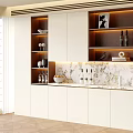 Elegant Modern Sideboard Design With Marble Top Open Shelves LED Lighting And Storage 3d model
