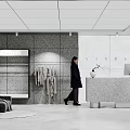 Modern Clothing Store Interior Design With Hanging Clothes Reception Desk And Sofa Area
