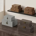 Decorative Ornament Set With Stacked Brown Gray And Dark Brown Boxes 3d model