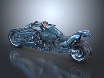 Futuristic Metallic Motorcycle With Streamlined Design Detailed Engine Stylish Exhaust And Leather Seat 3d model