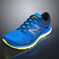 Blue New Balance Fresh Foam Running Shoes With Mesh Upper Black Laces And Yellow Sole