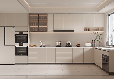 Cream kitchen Modern kitchen 3d model