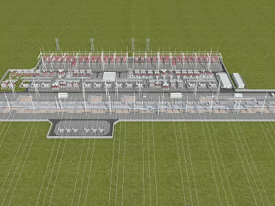 Industrial Plant Aerial View With Organized Layout Arranged Facilities And Green Grass Surroundings 3d model