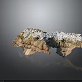Wood and Stone Decorative Model Featuring Natural Textures and Detailed Landscape Surface