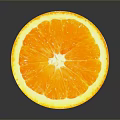 Fresh Ripe Orange Slice With Juicy Pulp And Bright Peel On Dark Background
