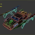 Sci Fi Modified Vehicle With Rustic Exterior Mechanical Wings And Glowing Blue Lights 3d model