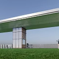 Modern Glass Entrance Gate With White Wall Green Lawn And Blue Sky