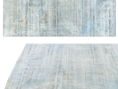 Light Blue Gray Square Rug With Distressed Textured Design For Living Room 3d model