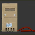 Vintage VR Computer Device with Retro Style Screen Buttons and Red Cable