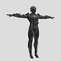 Game Movie Character In Black Mechanical Armor With Intricate Sci Fi Design And Outstretched Arms