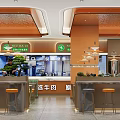 Modern Restaurant Interior With Beef Rice Noodle Bar Counter High Stools And Green Plants