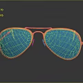 Stylish Aviator Sunglasses With Gold Frame And Blue Reflective Lenses