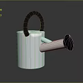 Modern Stainless Steel Watering Can With Black Handle And Cylindrical Body