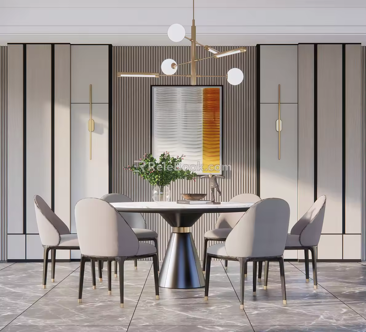 Modern Dining Table Chair Combination Dining Table Chair 3d model