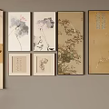 Chinese Traditional Landscape Paintings Scrolls And Framed Artworks With Lotus Birds And Calligraphy
