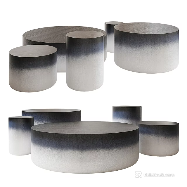 Modern Coffee Tables With Gradient Color Cylindrical Design And Various Sizes 3d model