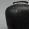 Traditional Chinese Black Ceramic Jars With Red Lid Fortune Character And Small Dish