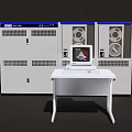 Computer System With Monitor On White Table And Equipment Cabinets
