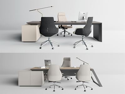 Modern Office Desk and Chair Simple Office Desk and Chair Combination 3d model