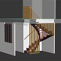 Modern Spiral Staircase Design With Wooden Railings And White Walls Connecting Floors