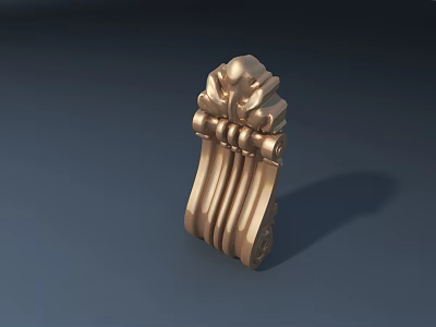 Golden Carved Decorative Column with Intricate Ornate Patterns and Curved Details 3d model