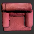 Pink Leather Single-seater Sofa With Armrest And Backrest Thick Design Shiny Surface Furniture