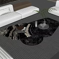 Modern Living Room Coffee Table With Marble Textured Top And Metal Base Design