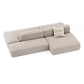 Modern Beige Modular Sectional Sofa With Soft Fabric And Decorative Cushions 3d model
