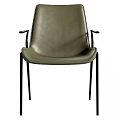 Modern Leather Upholstered Dining Chair With Black Metal Frame And Armrests Design