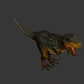 Low Poly Style Reptile T Rex With Open Mouth Sharp Teeth Brown Yellow Geometric Shapes