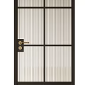 Black Framed Glass Doors with Arch Top and Multiple Pane Design Styles 3d model