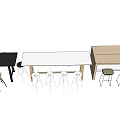 Black White and Beige Modern Office Desks with Coordinating Colored Chairs 3d model