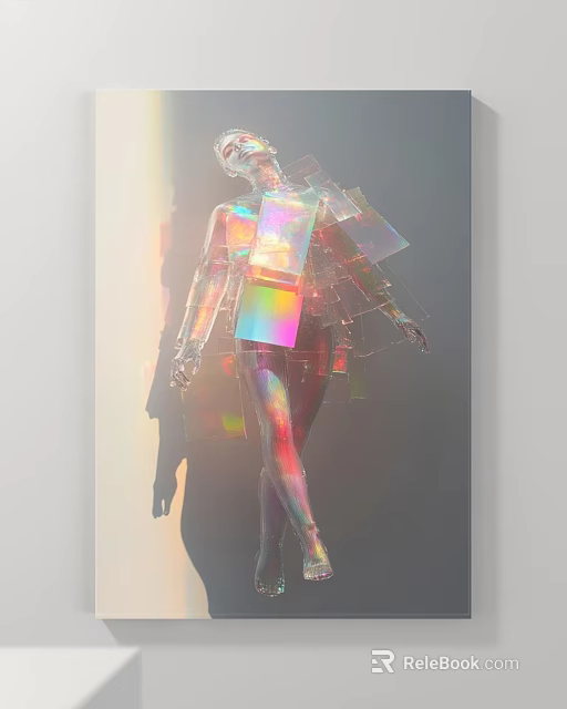 Abstract Modern Figure Painting With Transparent Material And Colorful Light Reflections 3d model 