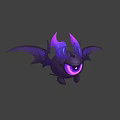 Cute Dark Purple Horned Winged Creature Character with Big Glowing Eye