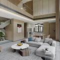 Modern Duplex Living Room Interior Design With Large Windows And Greenery