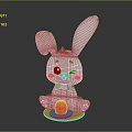 Decorative Winking White Rabbit With Green Bow Tie And Red Egg On Wooden Base