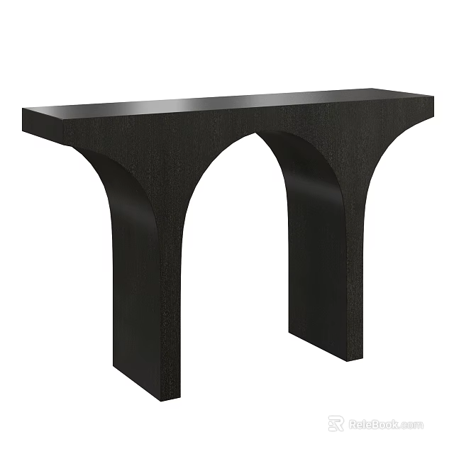 Modern Black Console Table With Arched Legs And Minimalist Design 3d model 