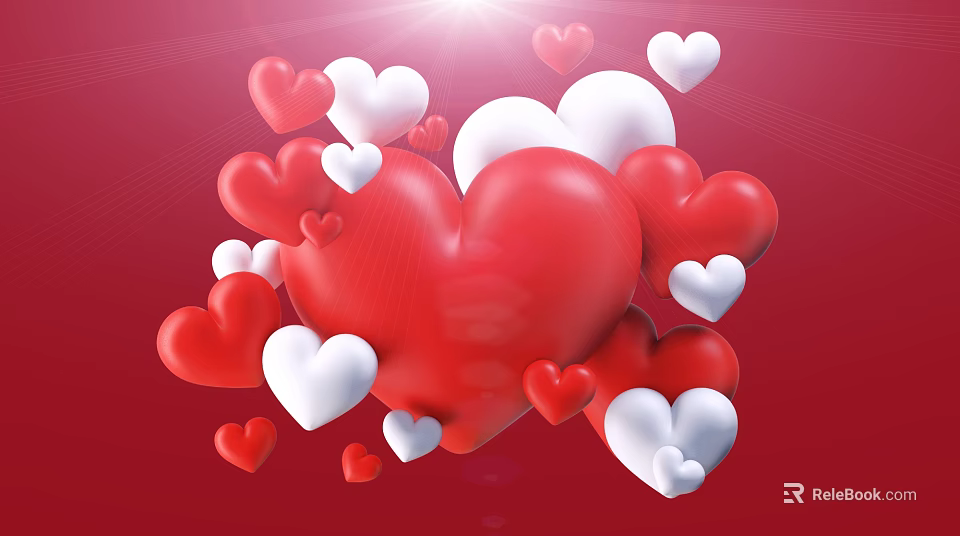 Red And White Heart Shaped Balloons As Decorative Supplies For Daily Life Use 3d model 