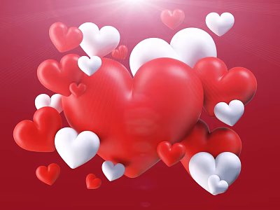 Red And White Heart Shaped Balloons As Decorative Supplies For Daily Life Use 3d model Red And White Heart Shaped Balloons As Decorative Supplies For Daily Life Use 3d model