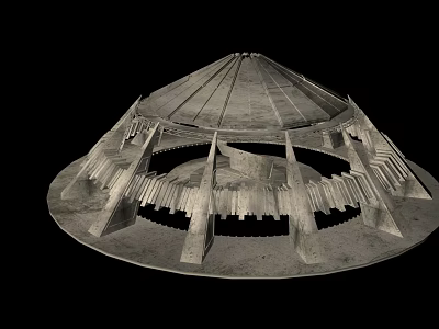 3D Rendered Round Architectural Model With Multi Layered Structure And Symmetrical Gray Design Features 3d model