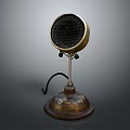 Vintage Brass Equipment With Round Speaker And Metal Base Stand Design