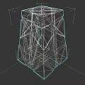 Garden Landscape Decorative Cube With Green Glowing Geometric Patterns And Surface Lines
