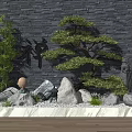 Karesansui Zen Garden Design Featuring Arranged Stones Pine Tree Bamboo And Smooth Gravel
