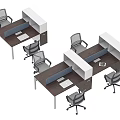Modular Office Desk Setup With Partitions Ergonomic Chairs And Modern Workspace Design 3d model