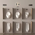Wall Mounted White Ceramic Urinals Arranged With Partitions In Modern Restroom