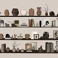 Quiet Ancient Style Ornaments Ancient Style Ornaments Pottery Pot Books Vase Flower Art Plaster Statues 3d model