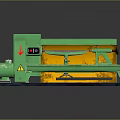 Green Industrial Machine With White Motor Warning Sign And Yellow Support Base