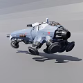 Gray Armored Weapon Vehicle With Cannon And Multiple Wheels Design 3d model